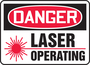 Accuform Signs® 7" X 10" Red/Black/White Plastic Safety Sign "DANGER LASER OPERATING"