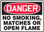 Accuform Signs® 10" X 14" Red/Black/White Aluminum Safety Sign "DANGER NO SMOKING MATCHES OR OPEN FLAME"