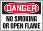 Accuform Signs® 7" X 10" Red/Black/White Adhesive Dura-Vinyl™ Safety Sign "DANGER NO SMOKING OR OPEN FLAME"
