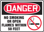Accuform Signs® 10" X 14" Red/Black/White Aluminum Safety Sign "DANGER NO SMOKING OR OPEN FLAMES WITHIN 50 FEET"