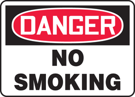 Accuform Signs® 7" X 10" Black/White/Red Adhesive Vinyl Safety Sign "DANGER NO SMOKING"