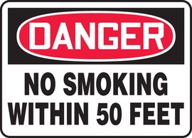 Accuform Signs® 10" X 14" Red/Black/White Aluminum Safety Sign "DANGER NO SMOKING WITHIN 50 FEET"