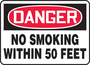 Accuform Signs® 10" X 14" Red/Black/White Aluminum Safety Sign "DANGER NO SMOKING WITHIN 50 FEET"