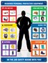 Accuform Signs® 24" X 18" Yellow/Orange/Purple/Blue/Green/Black/Gray/White/Red/Brown Plastic PPE-ID™ Safety Sign "REQUIRED PERSONAL PROTECTION EQUIPMENT"