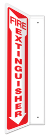 Accuform Signs® 12" X 4" White/Red Plastic Projection™ 90D Projection Sign "FIRE EXTINGUISHER"