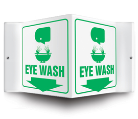 Accuform Signs® 6" X 5" Green/White Plastic Projection™ 3D Projection Sign "EYE WASH"