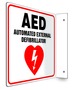 Accuform Signs® 8" X 8" Red/Black/White Plastic Projection™ 90D Projection Sign "AED AUTOMATED EXTERNAL DEFIBRILLATOR"