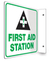 Accuform Signs® 8" X 8" Green/Black/White Plastic Projection™ 90D Projection Sign "FIRST AID STATION"