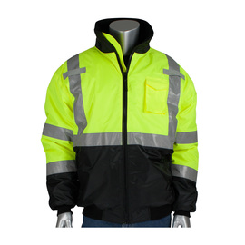Protective Industrial Products Large Hi-Viz Yellow And Black Polyester/Fleece Jacket