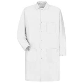 Red Kap® Large/Regular White 94% Texturized Polyester /6% Carbon Suffused Nylon Lab Coat With Gripper Closure