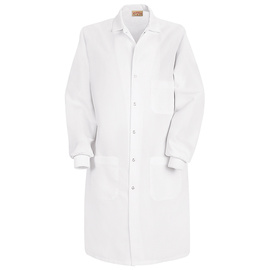 Red Kap® Large/Regular White 80% Polyester/20% Combed Cotton Lab Coat With Gripper Closure