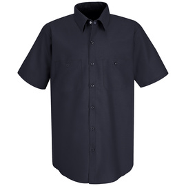 Bulwark Large/Long Navy Red Kap® 4.25 Ounce 65% Polyester/35% Cotton Short Sleeve Shirt With Button Closure