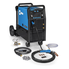 Miller® Millermatic® 255 Single Phase MIG Welder With 208 - 240 Input Voltage, 350 Amp Max Output, Auto-Set™ Elite Parameters, EZ-Latch™ Cylinder Rack Running Gear, And Accessory Package