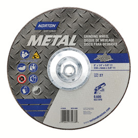 Norton® 9" X 1/4" X 5/8" - 11" Metal A AO Extra Coarse Grit Aluminum Oxide Type 27 Depressed Center Grinding Wheel
