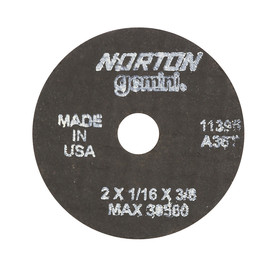 Norton® 2" X 1/16" X 3/8" Gemini® Coarse Grit Aluminum Oxide Portable Type 01/41 Small Diameter Cut Off Wheel