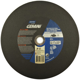 Norton® 12" X 1/8" X 1" Gemini® Metal Extra Coarse Grit Aluminum Oxide Type 01/41 High Speed Cut Off Wheel