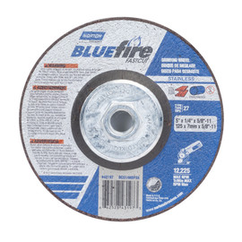 Norton® 5" X 1/4" X 5/8" - 11" BlueFire® INOX/SS Extra Coarse Grit Zirconia Alumina Type 27 Depressed Center Grinding Wheel