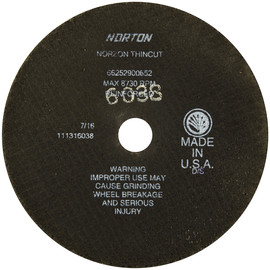 Norton® 7" X 1/16" X 7/8" NorZon Plus®/RightCut® Coarse Grit Ceramic Alumina Type 01/41 Cut Off Wheel