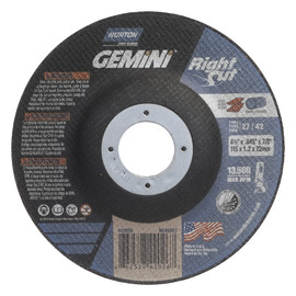 Norton® 4 1/2" X .045" X 7/8" Gemini®/RightCut® Extra Coarse Grit Aluminum Oxide Type 27/42 Depressed Center Cut Off Wheel