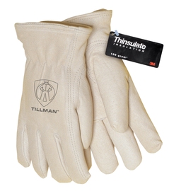Tillman® Size Small Pearl Pigskin And Leather Thinsulate™ Lined Cold Weather Gloves
