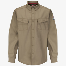 Bulwark® Small Regular Khaki Westex G2™ Fabrics By Milliken® Ripstop Twill/Cotton/Polyester Flame Resistant Work Shirt With Button Front Closure