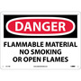 NMC™ 10" X 14" White .04" Aluminum Smoking Control Sign "DANGER FLAMMABLE MATERIAL NO SMOKING OR OPEN FLAMES"