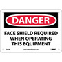 NMC™ 7" X 10" White .05" Plastic Personal Protective Equipment Sign "DANGER FACE SHIELD REQUIRED WHEN OPERATING THIS EQUIPMENT"