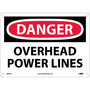 NMC™ 10" X 14" White .04" Aluminum Electrical Sign "DANGER OVERHEAD POWER LINES"