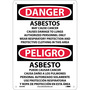 NMC™ 14" X 10" White .05" Rigid Plastic Spanish/English Bilingual Sign "ASBESTOS CANCER AND LUNG DISEASE HAZARD AUTHORIZED PERSONNEL ONLY RESPIRATORS AND PROTECTIVE CLOTHING ARE REQUIRED IN THIS AREA ASBESTO PELIGRO DE CANCER Y ENFERMEDAD DEL PULMON…"