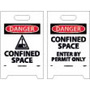 NMC™ 19" X 12" White .04" Coroplast Floor Safety Sign "DANGER CONFINED SPACE"