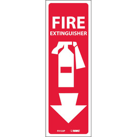 NMC™ 12" X 4" White .0045" Vinyl Fire Extinguisher Sign "FIRE EXTINGUISHER"