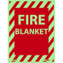 NMC™ 12" X 9" Phosphorescent .0045" Polyester Fire Safety Sign "FIRE BLANKET"