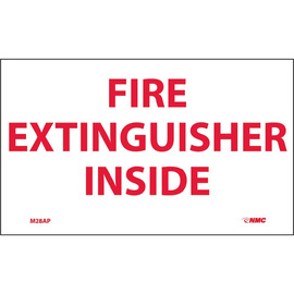 NMC™ 3" X 5" White .0045" Vinyl Fire Extinguisher Sign "FIRE EXTINGUISHER INSIDE"