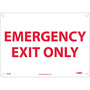 NMC™ 10" X 14" White .05" Plastic Admittance And Exit Sign "EMERGENCY EXIT ONLY"