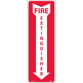 NMC™ 4" X 12" White .0045" Vinyl Fire Extinguisher Sign "FIRE EXTINGUISHER"