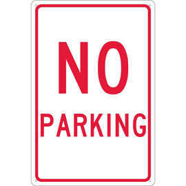 NMC™ 18" X 12" White .04" Aluminum Parking And Traffic Sign "NO PARKING"
