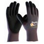 Protective Industrial Products X-Large MaxiDry® 18 Gauge Black Nitrile Palm And Finger Coated Work Gloves With Purple Nylon And Elastane Liner And Knit Wrist