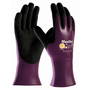 Protective Industrial Products Large MaxiDry® 18 Gauge Black Nitrile Full Hand Coated Work Gloves With Purple Nylon And Elastane Liner And Knit Wrist