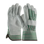 Protective Industrial Products 2X Green Shoulder Split Leather Palm Gloves With Canvas Back And Rubberized Safety Cuff