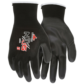 MCR Safety® Small NXG 13 Gauge Black Polyurethane Palm And Fingertips Coated Work Gloves With Black Nylon Liner And Knit Wrist