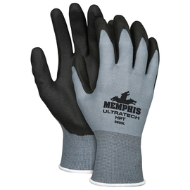 MCR Safety® Small UltraTech 15 Gauge Black HPT Palm And Fingertips Coated Work Gloves With Black Nylon Liner And Knit Wrist