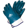 MCR Safety® Large Predator® Blue Nitrile Full Dip Coated Work Gloves With Blue Jersey Liner And Safety Cuff