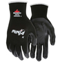 MCR Safety® Large Ninja® X 15 Gauge Black Bi-Polymer Palm And Fingertips Coated Work Gloves With Black Nylon And Lycra® Liner And Knit Wrist