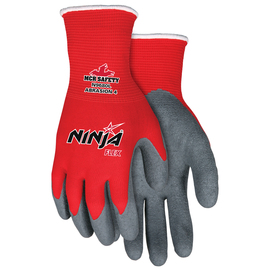 MCR Safety® Size Large Ninja® Flex 15 Gauge Gray Latex Palm And Fingertips Coated Work Gloves With Gray Nylon Liner And Knit Wrist