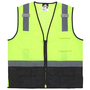 MCR Safety® Large Hi-Viz Green/Black/Silver CL2MLSZ Polyester Mesh Vest