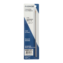 RADNOR™ 1/16" X 7" 1.5% Lanthanated Tungsten Electrode Ground (2 Per Package)