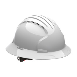 Protective Industrial Products White Evolution® Deluxe 6161 HDPE Vented Full Brim Hard Hat With Wheel Ratchet/6 Point Polyester Suspension