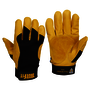 Tillman™ Size Large Black And Gold TrueFit™ Cowhide And Spandex Full Finger Mechanics Gloves With Elastic And Hook And Loop Cuff