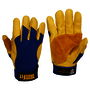 Tillman™ Size Large Gold And Blue TrueFit™ Spandex And Deerskin Full Finger Mechanics Gloves With Elastic And Hook and Loop Cuff