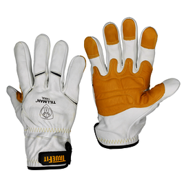 Tillman™ Size Large Gold | White TrueFit™ Goatskin And DuPont™ Kevlar® Full Finger Mechanics Gloves With Elastic And Hook and Loop Cuff